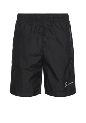 Givenchy Long Logo Embroidery Swim Short in Black & White - Black. Size L (also in M, S, XL).