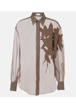 Brunello Cucinelli Herbarium-appliquÃ© silk shirt