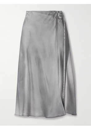 Acne Studios - Belted Satin Midi Wrap Skirt - Gray - EU 32,EU 34,EU 36,EU 38,EU 40,EU 42