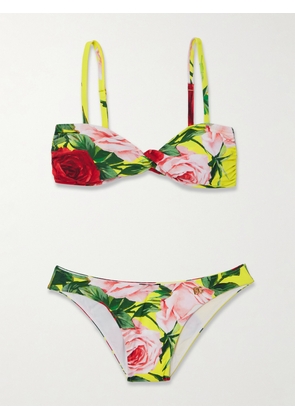 Dolce & Gabbana - Twist-front Floral-print Bikini - Green - 1,2,3,4,5