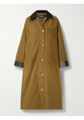 Barbour - Ettie Corduroy-trimmed Waxed-cotton Jacket - Brown - UK 8,UK 10,UK 12,UK 14,UK 16,UK 18
