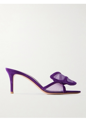 Gianvito Rossi - Ilia 75 Mesh-trimmed Suede Sandals - Purple - IT36,IT36.5,IT37,IT37.5,IT38,IT38.5,IT39,IT39.5,IT40,IT40.5,IT41,IT41.5,IT42