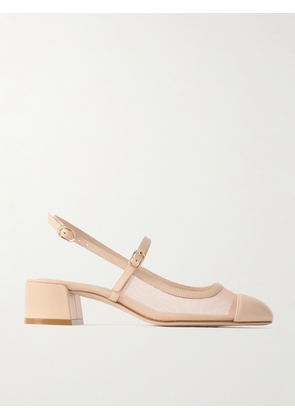 Stuart Weitzman - Maeve Mesh And Leather Mary Jane Slingback Pumps - Neutrals - US5,US5.5,US6,US6.5,US7,US7.5,US8,US8.5,US9,US9.5,US10,US10.5,US11,US11.5