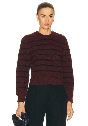 Bottega Veneta Striped Rib Knit Sweater in Merlot & Midnight Blue - Burgundy. Size XS (also in ).