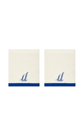 BODE Recreation Sails Dish Towels in White & Blue - Beige,Blue. Size all.