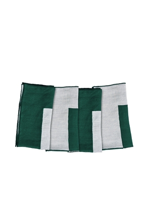 Misette Linen Embroidered Napkins Set Of 4 in Green - Green. Size all.