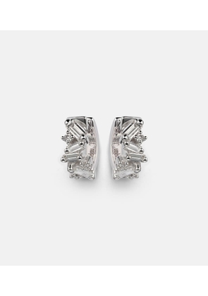 Suzanne Kalan Frenzy 18kt white gold huggies with diamonds