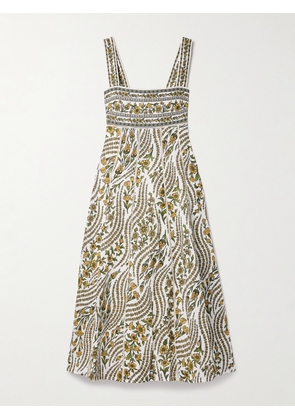 Veronica Beard - Rye Open-back Floral-print Linen Midi Dress - Yellow - US0,US2,US4,US6,US8,US10,US12,US14