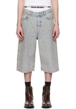 Acne Studios Blue Monogram Denim Shorts