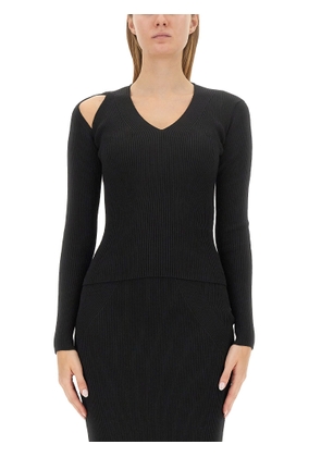 Alexander McQueen Exposed Shoulder Ribbed Jumper