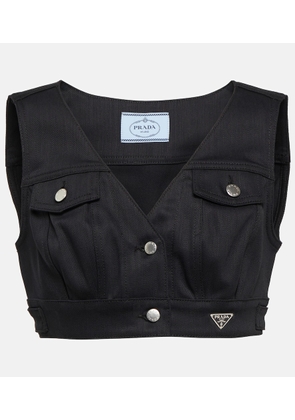 Prada Embellished denim crop top
