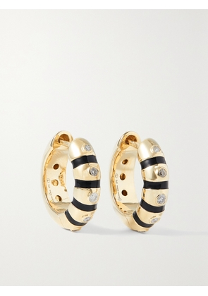 Yvonne Léon - 9-karat Gold, Enamel And Diamond Hoop Earrings - One size