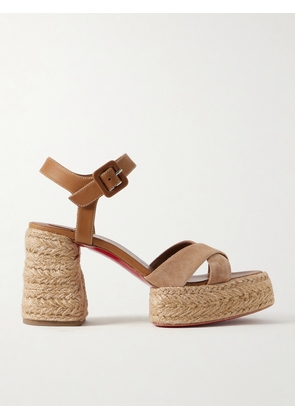 Christian Louboutin - Calakala 70 Nubuck And Suede Espadrille Platform Sandals - Brown - IT36,IT37,IT38,IT39,IT40,IT41,IT42