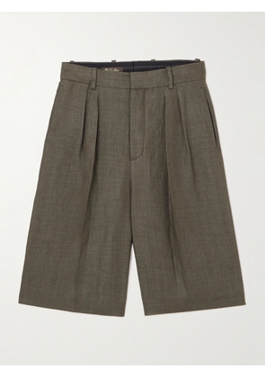 Loro Piana - Digby Pleated Linen And Wool-blend Shorts - Green - IT36,IT38,IT40,IT42,IT44,IT46,IT48,IT50