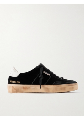 Golden Goose - Soul-star Distressed Leather-trimmed Velvet Sneakers - Black - IT36,IT37,IT38,IT39,IT40,IT41,IT42