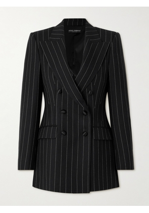 Dolce & Gabbana - Double-breasted Pinstriped Wool-blend Blazer - Black - IT38,IT40,IT42,IT44,IT46,IT48,IT50