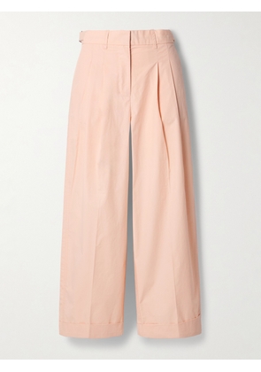 Proenza Schouler White Label - Kyle Cropped Pleated Cotton-poplin Wide-leg Pants - Pink - US0,US2,US4,US6,US8,US10,US12
