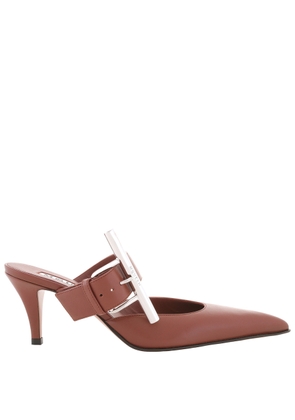 Alexander Mcqueen Ladies Rouge Fonce 70mm Francisco Leather Mules