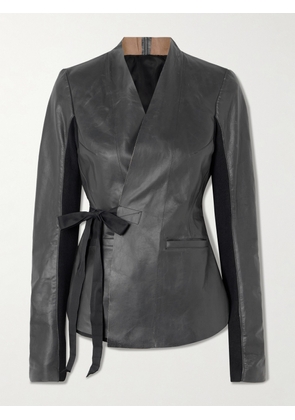Rick Owens - Hollywood Grosgrain-trimmed Leather Wrap Jacket - Black - IT38,IT40,IT42,IT44,IT46,IT48