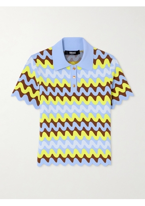 Versace - Striped Knitted Polo Sweater - Blue - IT36,IT38,IT40,IT42,IT44,IT46