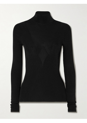 Galvan - Polaris Paneled Ribbed-knit Turtleneck Top - Black - x small,small,medium,large,x large