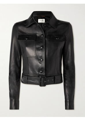 SAINT LAURENT - Belted Leather Biker Jacket - Black - FR 36,FR 38,FR 40