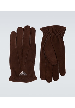 Prada Logo suede gloves