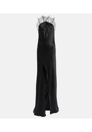 Givenchy Halterneck lace-trimmed silk satin gown