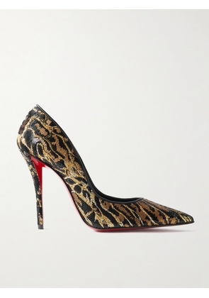 Christian Louboutin - Miss Z Ocelot 100 Lurex And Leather-trimmed Sequined Satin Pumps - Animal print - IT36,IT36.5,IT37,IT37.5,IT38,IT38.5,IT39,IT39.5,IT40,IT40.5,IT41,IT41.5,IT42