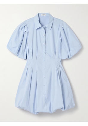 SIMKHAI - Cleo Pleated Cotton-blend Mini Shirt Dress - Blue - US0,US2,US4,US6,US8,US10