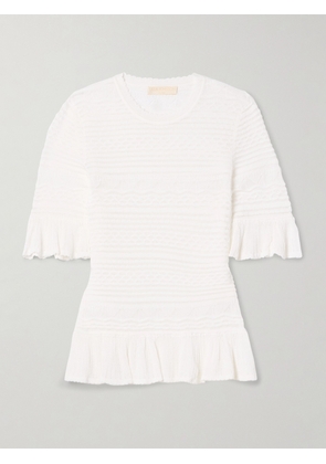 Ulla Johnson - Flora Ruffled Knitted Top - Ivory - x small,small,medium,large,x large