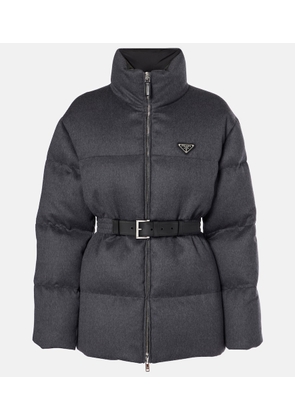 Prada Leather-trimmed wool puffer jacket