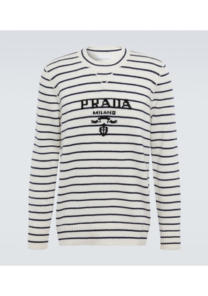 Prada Logo striped wool and cashmere sweater