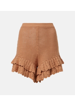 Chloe Ruffled crochet cotton shorts