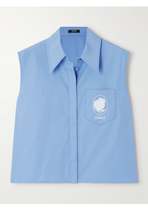 Versace - Embroidered Cotton-poplin Shirt - Blue - IT36,IT38,IT40,IT42,IT44,IT46,IT48,IT50