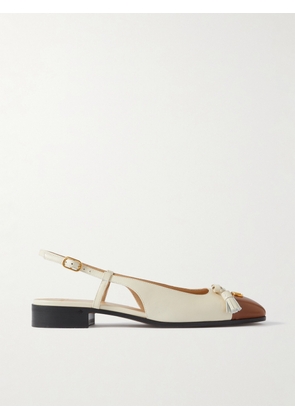 Valentino Garavani - Logo-embellished Tasseled Leather Slingback Ballet Flats - Off-white - IT35,IT35.5,IT36,IT36.5,IT37,IT37.5,IT38,IT38.5,IT39,IT39.5,IT40,IT40.5,IT41,IT41.5,IT42