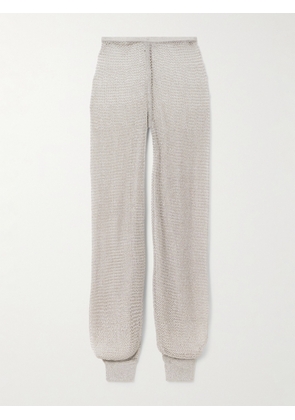 Alaïa - Metallic Open-knit Wide-leg Pants - Silver - FR 36,FR 38,FR 40