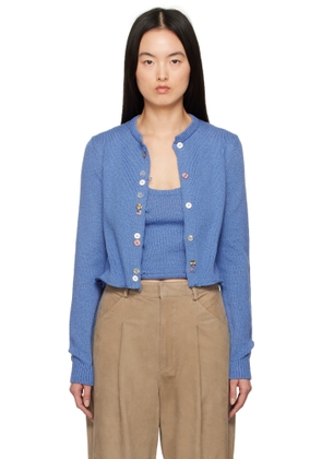 The Elder Statesman Blue Nora Lite Crew Cardigan