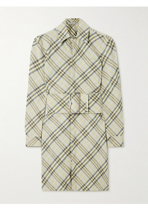 Burberry - Belted Checked Linen-bend Mini Shirt Dress - Cream - UK 6,UK 8,UK 10,UK 12,UK 14,UK 16