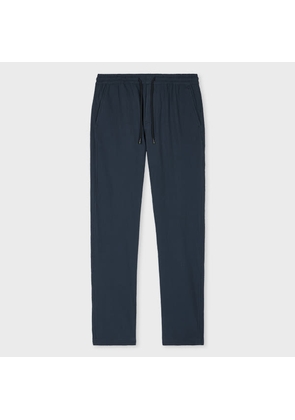 PS Paul Smith Navy Stretch-Cotton Seersucker Drawstring Trousers Blue