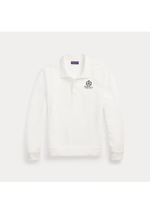 Crest-Embroidered Fleece Polo Shirt