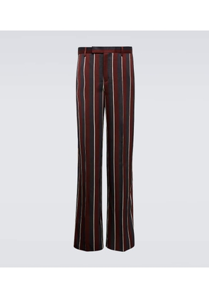 Versace High-rise striped straight crÃªpe pants