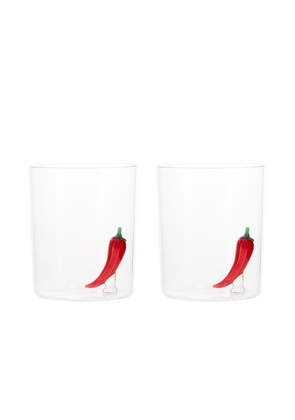 Maison Balzac The Chilli Gobelets Set Of 2 in Clear & Red - Red. Size all.
