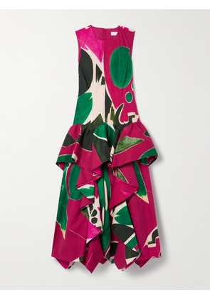 Ulla Johnson - + Lee Krasner Mural Draped Printed Cotton-poplin Gown - Pink - US0,US2,US4,US6,US8,US10,US12