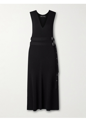 Proenza Schouler - Madeline Belted Ribbed-knit Midi Dress - Black - x small,small,medium,large,x large