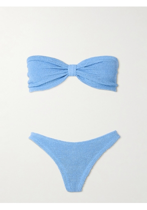 Hunza G - Tina Twist-front Seersucker Bikini - Blue - Beachwear One Size