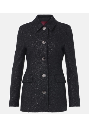 Gucci Double G sequined lame tweed jacket