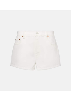 Gucci Leather-trimmed denim shorts