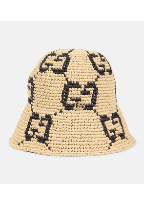 Gucci GG raffia-effect cloche hat