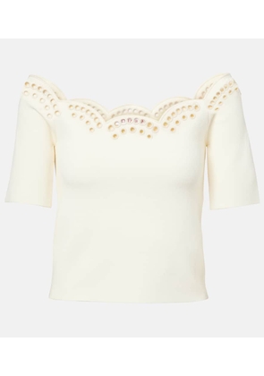 Altuzarra Posy scalloped off-shoulder crÃªpe top